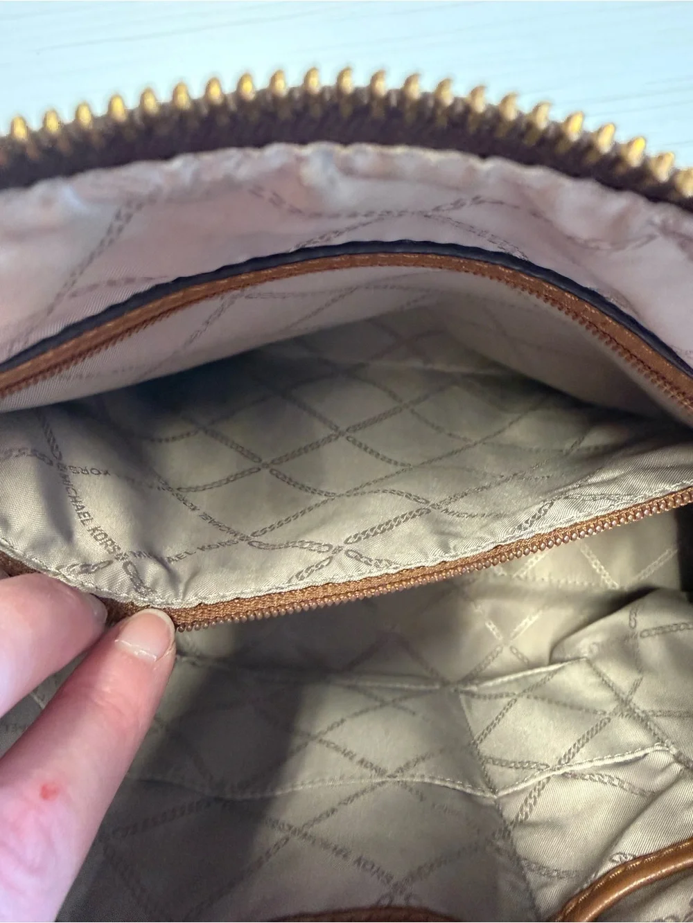 Michael Kors Signature MK Brown Tan Hobo Shoulder Crossbody Bag + Dust Bag